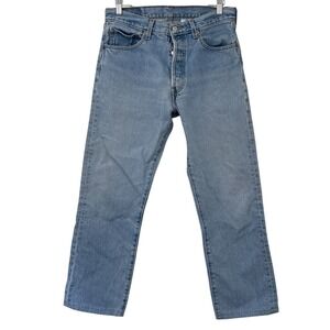 Vintage Levis 501 Jeans Mens 32x30 Light Blue Wash 501-0193 Straight Button Fly